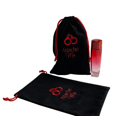 Custom Embroidery Velvet Drawstring Hair Dryer Storage Bag Velvet Small Handbag Packaging Pouch