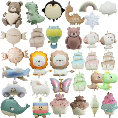 Ins Style Matte Color Aluminum Film Helium Balloon Cat Animal Paw Dinosaur Balloon for Birthday Party Decoration