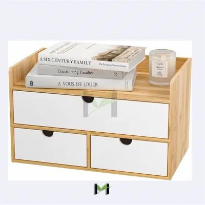 Desk Organizer with Drawers Bamboo Desktop Organizer Storage White Wood Desk Drawers Organizer