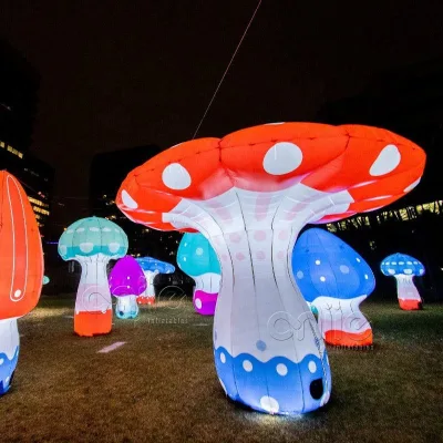 Newly Design Giant Alice in Wonderland Advertising Inflatable Led Light up Mushroom Balloon