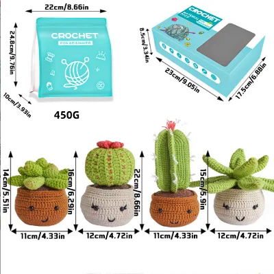 2024 New Fun English Tutorial Hand Knitting Material Kit Vegetable Flower Wool Doll Pendant Diy Toolkit Wholesale