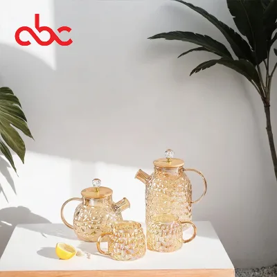 Hot Selling Household High Borosilicate Glass Cooling Water Carafe With Stainless Steel Filter Mesh Juice Carafe Flower Teapot
