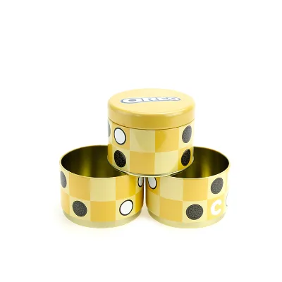 Custom Round Tin Box for Cookies and Snacks Checkerboard Printed Metal Container with Lid for Candy Packaging Wholesale