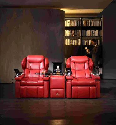 Luxury 180° Recliners for Home Theatre Modern Cinematic Chair Genuine Synthetic Leather Grain Leather Upholstery Extendable