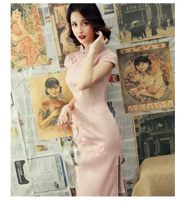 Vintage Chinese Style Short Cheongsam New Arrival Women's Satin Qipao Red Summer Sexy Party Dress Mujer