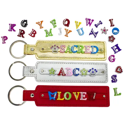 Unisex 8mm DIY Name Keychain for 8mm Slide Letter Charms PU Leather Key Chain Gift Women Men Kids Jewelry Making Accessories