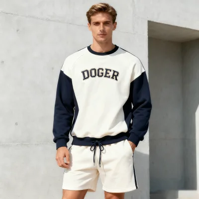 Doger Custom Unisex 100% Cotton Acid Wash Breathable Plus Size Hooded Sweatshirt Set High Street Set with Silk Screen Printing
