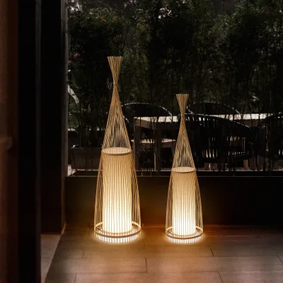 Chinese Style Creative Bamboo Floor Light Handmade Indoor Lighting Bedroom Living Room Light Stand Floor Lamp
