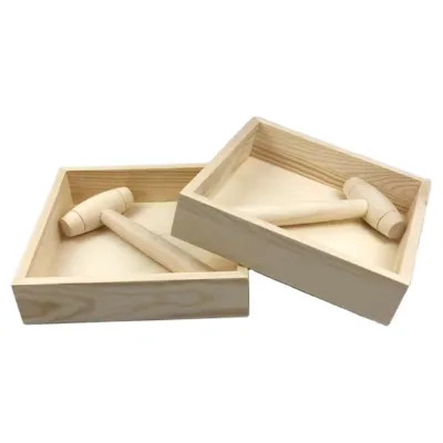 Wood Chocolate Tray with Hammer and PET Lid