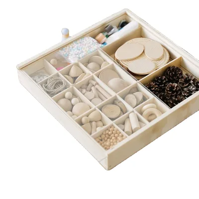 Children Material Package Building Block Pack Natural Materials Graffiti Educational Wood Painting Creative Diy Handmade Toy