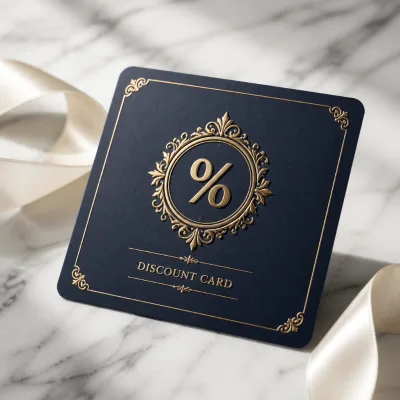 Luxury Gold Foil Discount Card Custom 3D Stamping Cardboard Embossed Premium Brands Customer Appreciation Gifts