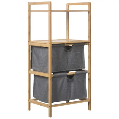 Hot Sell Bamboo Multilayered Laundry Basket Laundry Basket With Shelf for Bathroom