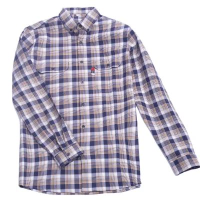 Long Sleeve 100% Cotton Fr Plaid Dress Shirt Men OEM Service Support Adults