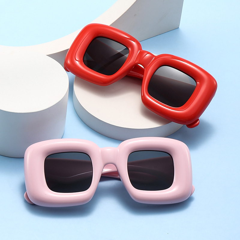 Hot Selling Kids Retro Square Sunglasses Custom Hip Hop Shades with Yellow Purple Blue Pink Frames New Style Vintage Sun Glasses