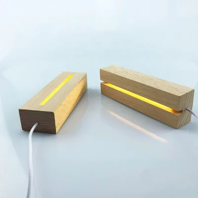 15 18 20 24 30cm 7 Color LED Rectangle Wooden Night Light Base RGB 3D Lamp Holder for Blank Acrylic Wood Lamp Base