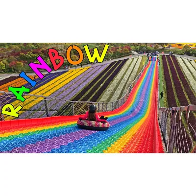 Hanlin New Design Amusement Park Outdoor Rides Transparent Roller Balls Dry Slide Rainbow HDPE 500kg Capacity 1-5 Lanes 60m+