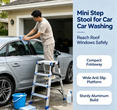 Household Small Lightweight Aluminum Alloy Folding Step Stool 150kg Load Capacity; Portable Thickened Platform for Renovation