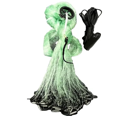 Dark Green American Style Cast Net Big Mesh 0.55mm Fishing Nets with Lead Sinker Fishing Nets
