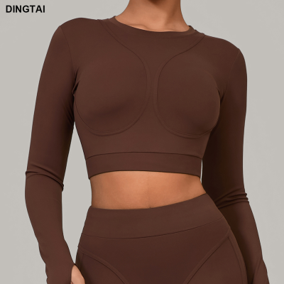 GuangZhou DingTai Women's Eco-Friendly Yoga Top Solid Pattern Color Blocking Stretchy Breathable Fabric Halter Pilates Front