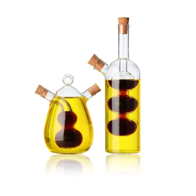 Hot Sale 200ml 250ml Double Wall Design 2 in 1 Oil and Vinegar Dispenser Bottle