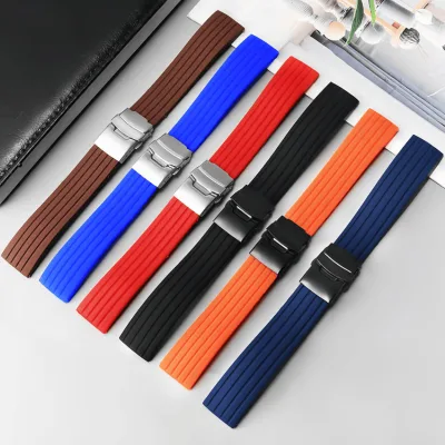 Original Silicone Colorful Watch Strap for Quartz Watch Automatic Watches Stainless Steel Buckle 24mm