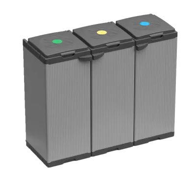 BuyStar Outdoor Waste Bin Cabinet Tris 102L 3 Doors 3 Compartments Bag Securing Lids Sorting Screw-Free Assembly