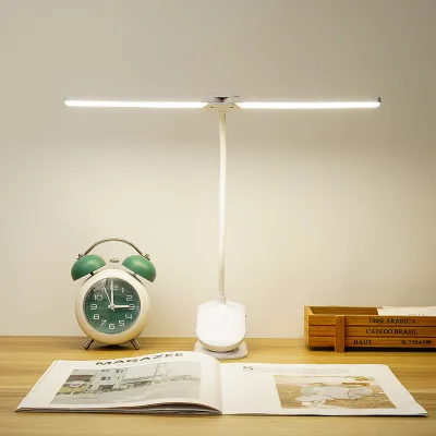 Factory Custom Student Double-Headed Eye Protection Led Desk Lamp Charging Plug-In Radio Table Lamp