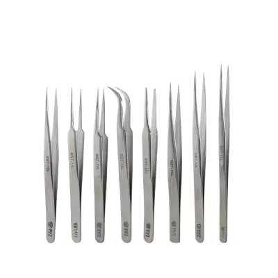 BESTOOL High Precision Stainless Steel Eyebrow Tweezers Auxiliary DIY Tools for False Eyelash Extension and Hyperfine Repair