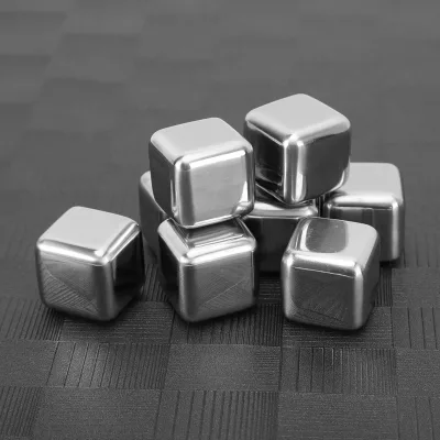 Reusable Ice Cubes Stainless Steel Bar Accessories Cocktail Ice Cube Whiskey Stones With Ice Tongs