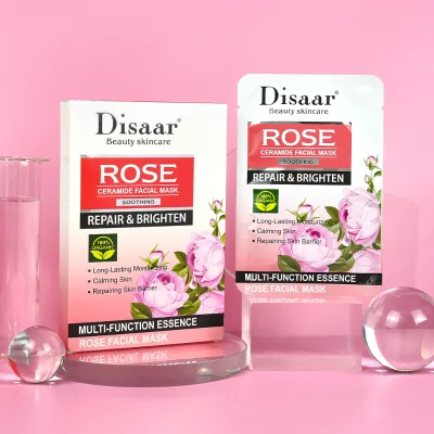 Factory Rose Facial Mask Aloe Vera Damage Skin Repair Soothing Sensitive Skin Care Hydrating Beauty Full Face Mask Care