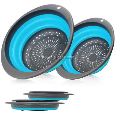 Hot Selling 2pcs Pack Large Plastic Collapsible Colander for Home Kitchen Vegetable & Fruit Use