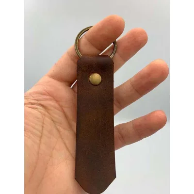 Manufacturer Custom Rings Leather Keychains Long Shape Custom Leather with LOGO for Gift