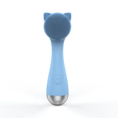 Hot Sales Lovely Cat Shape Hot Compress Silicone Vibrating Cleaning Brush Travel Easy Carrying Facial Brush