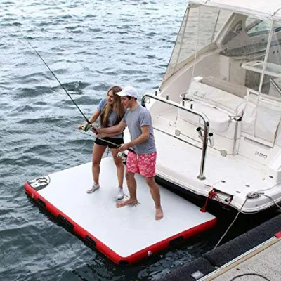 White Drop Stitch Inflatable Pontoon Dock Platform Rectangle Water Play Equipment Mat