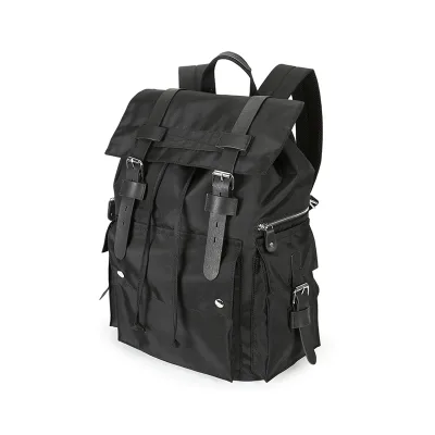 New Black Waxed Canvas Daily Using Waterproof Mens Stylish Mochila Backpack Laptop Rucksack Weekend Bag