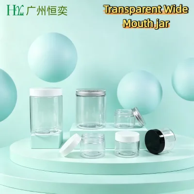 PET Transparent Plastic Wide Mouth Bottle Skin Care Empty Cosmetics Cream Jars with Lid for Eye Cream Face Mask Lotion