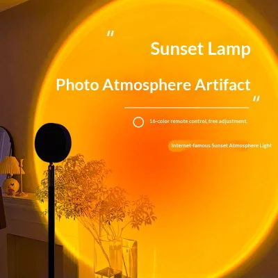 Sunset Lamp Ambient Light Photo-Friendly 16 Colors Remote Control Built-in Battery Social Media Livestream Fill Light Lighting