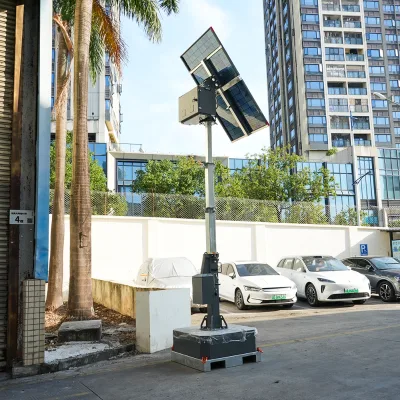Eco-Friendly Mobile Solar Surveillance CCTV Tower Pan-Tilt 72 Hours Backup Battery Anti-Corrosion Standalone Security