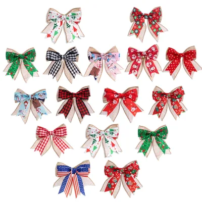 Shiny Golden Christmas Bow Ornament Wreath Garland Decorations Christmas Mother's Day New Year Thanksgiving Tree Decor Bag