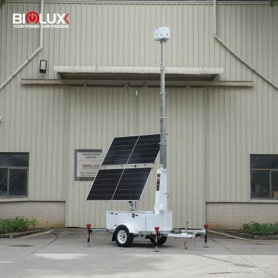 AI-Driven Mobile Solar Security Surveillance Trailer Face Recognition Solar Capacity Outdoor Parking Lot Surveillance Mast