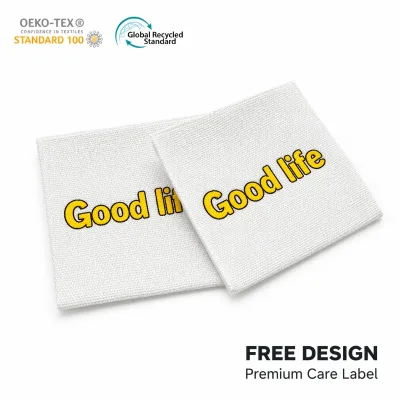 Custom Screen Printed Label Silk Screen Fabric Tag Multi Color Cotton Canvas Brand Logo Clothing Hang Tag for Garment