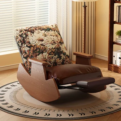Solid Wood Telescopic Movable Living Room Bedroom Lazy Sofa Art Apartment Rocking Chair Backrest L92 Rocking Chair