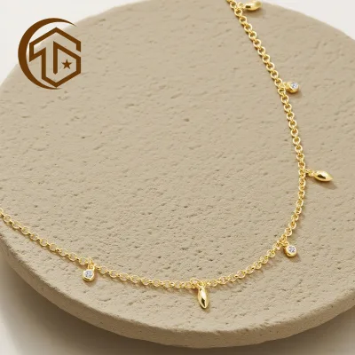 HIgh-end Custom Metal Necklace for WomenFactory Wholesale Pure Gold 14k 18k Gold Lab Grown Diamond Necklace Pendant Jewelry