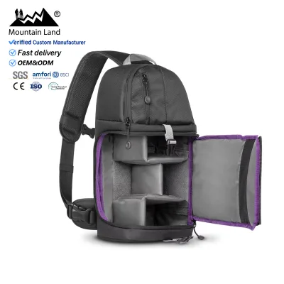 DSLR and Mirrorless Camera Sling Backpack with Polyester Lining for Portable Photography Gear