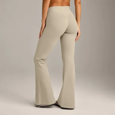 Ladies High Waisted Micro Flare Yoga Pants Second Skin Butt Lifting Tummy Control Slim Fit Fitness Activewear for Workout