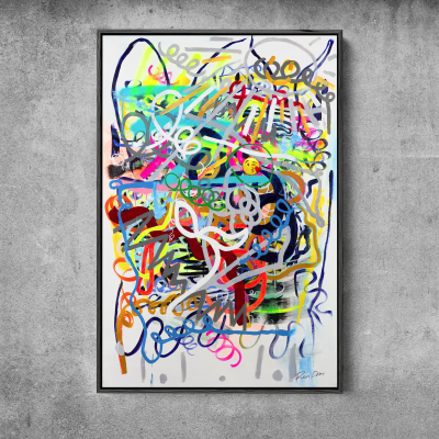Large Wall Art Social | Print Modern Art Paintings on Canvas Abstract Painting Colorful Artwork by Ron