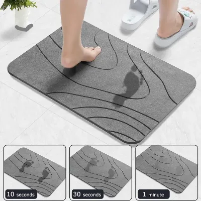 Large Natural Diatomaceous Earth Modern Print Absorbent Luxury Bath Mat Quick Drying Shower Mat Easy to Clean for Home Use
