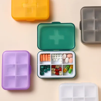 Travel Medicine Box Multi-Compartment Portable Medicine Box Small Jewelry Box 6-Compartment Medicine Box