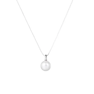 Single White Freshwater Pearl Grade Pendant Necklace Women's 2026 New Summer 925 Silver Gold/Silver Plated Luxury Rope Chain