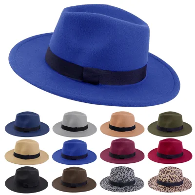 Wholesale Unisex Wide Brim Fedora Hats Classic Dress Panama Cap Party Daily Wear Formal Hats
